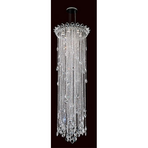 Strands Stainless Steel Six-Light Round Long Pendant with Clear Heritage Crystal