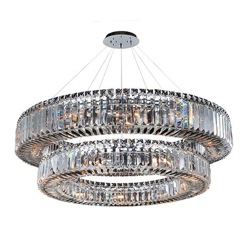 Chrome 21-Light Two Tier Round Drum Pendant