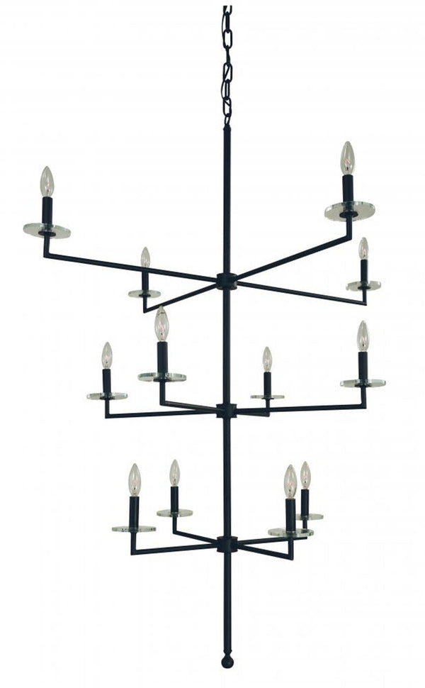 Foyer Chandelier, 12-Light, Matte Black, 39"W (5452 Mblack A098D)