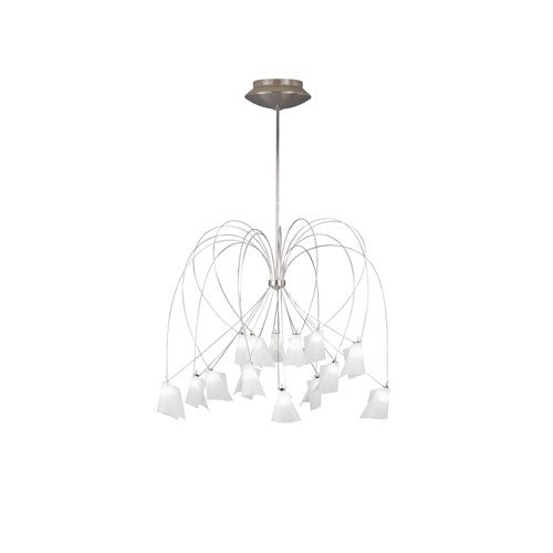 Nickel Fifteen-Light 56-Inch Chandelier with White Flight paper Shades