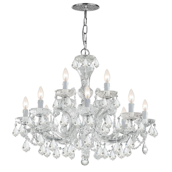 Chrome Twelve-Light Chandelier Draped In Swarovski Elements Crystal