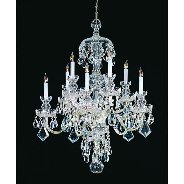 Group Traditional Crystal Polished Chrome Ten-Light Crystal Chandelier