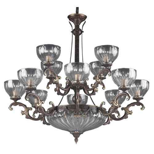 Warsaw Roman Bronze Fourteen-Light Chandelier