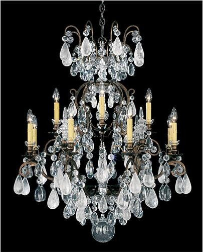 Bronze 13-Light Chandelier with Clear Rock Crystal