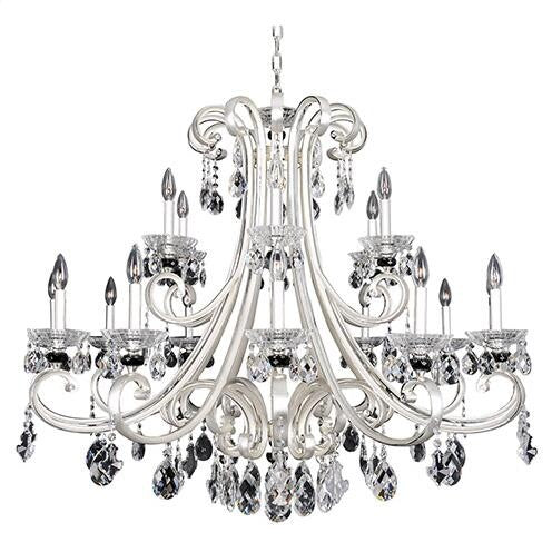 Silver 18-Light 42-Inch Wide Chandelier with Firenze Clear Crystal