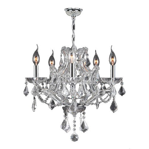 Polished Chrome Five-Light Chandelier