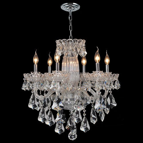 Six-Light Chrome Finish with Clear-Crystals Chandelier