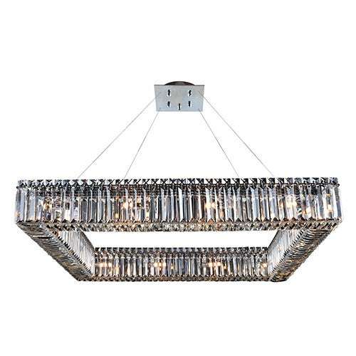 Chrome 16-Light Square Drum Pendant with Firenze Clear Crystal