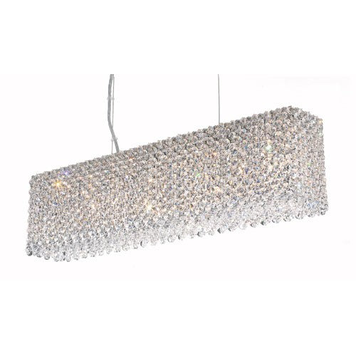 Stainless Steel Seven-Light Clear Spectra Crystal Pendant Light, 25W x 6.5H x 25D