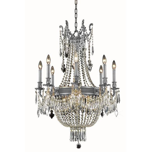 Pewter 12-Light Chandelier with Swarovski Spectra Crystal