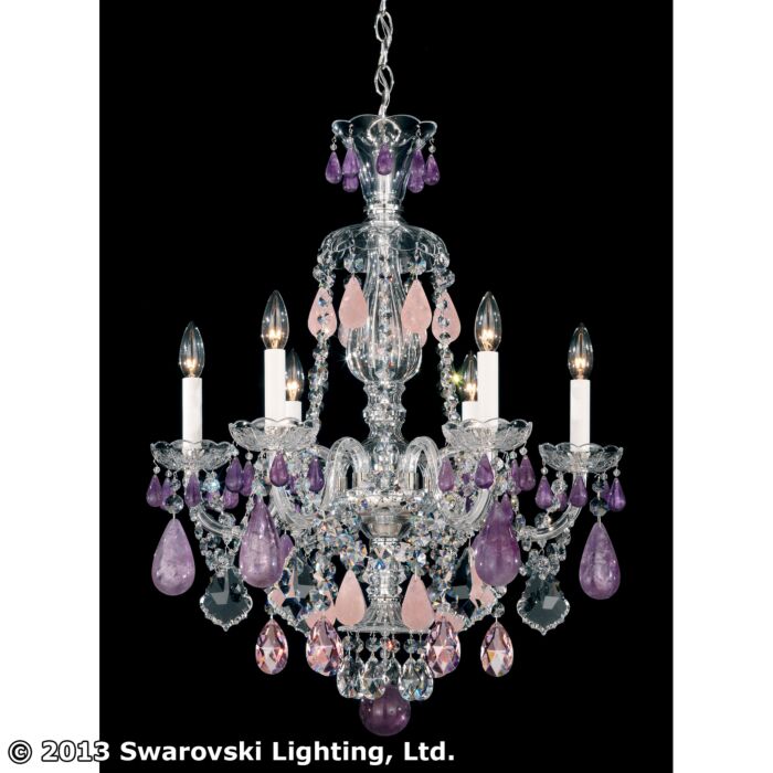 Hamilton Rock Crystal 6-Light Chandelier in Silver