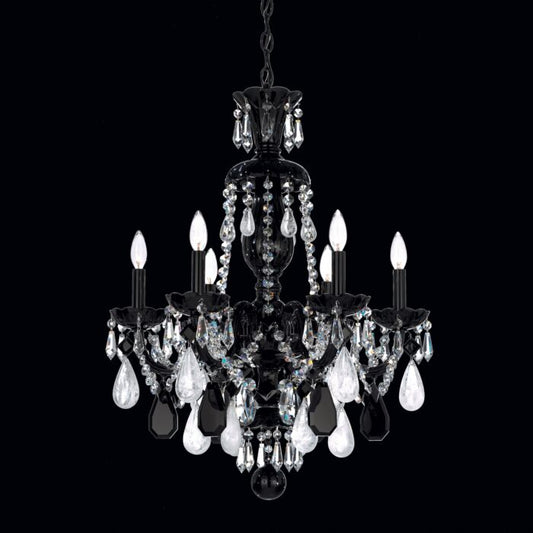 Hamilton Rock Crystal 6-Light Chandelier in Jet Black