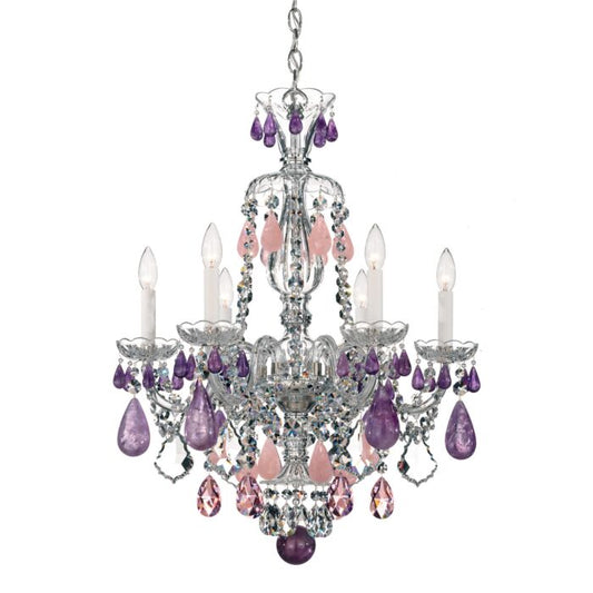 Hamilton Rock Crystal 6-Light Chandelier in Silver