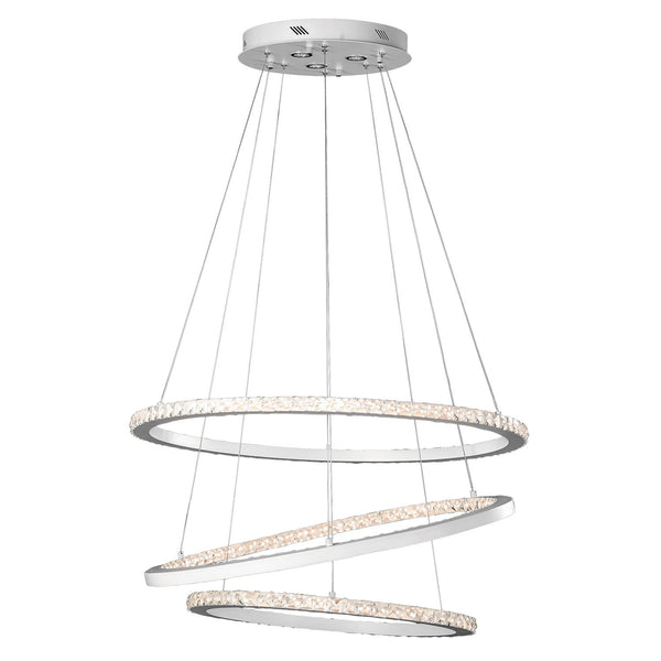 White Three-Light LED Multi-Tier Chandelier