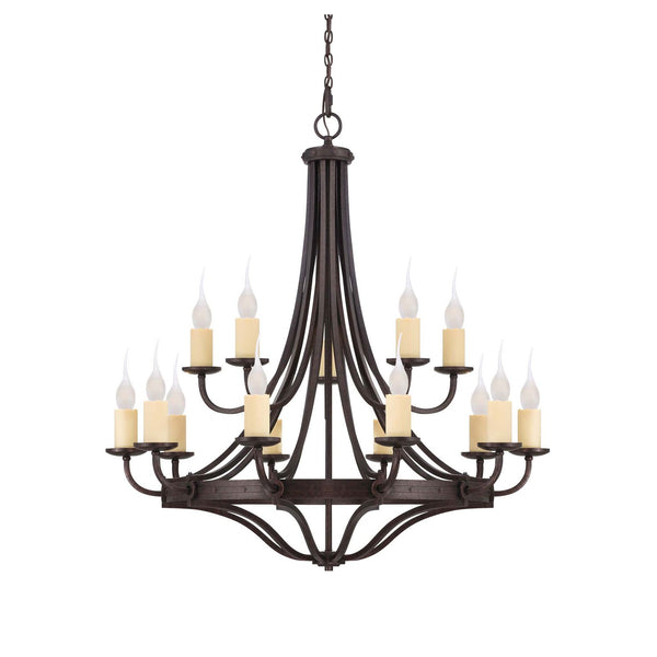 Oiled Copper Fifteen-Light Chandelier