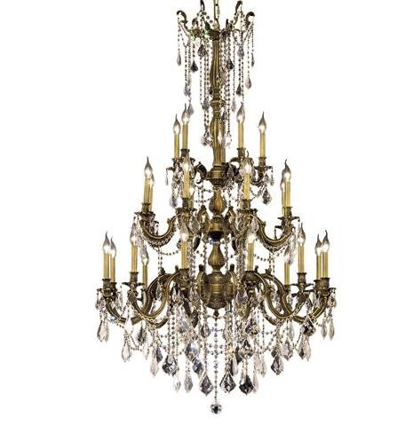 Bronze Twenty-Five Light 38-Inch Chandelier with Royal Cut Clear Crystal