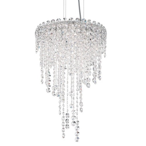 Stainless Steel Four-Light Round Short Pendant with Clear Heritage Crystal