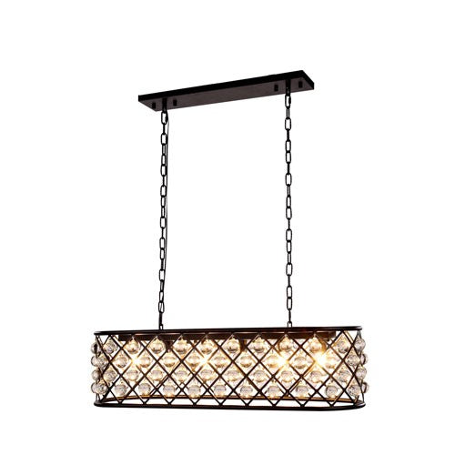 Madison Mocha Brown 10-Inch High Six-Light Pendant with Smooth Clear Crystals