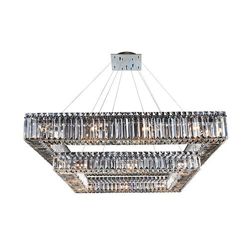 Chrome 28-Light Square Two Tier Drum Pendant