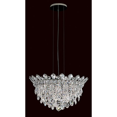 Strands Stainless Steel Six-Light Round Short Pendant with Clear Heritage Crystal