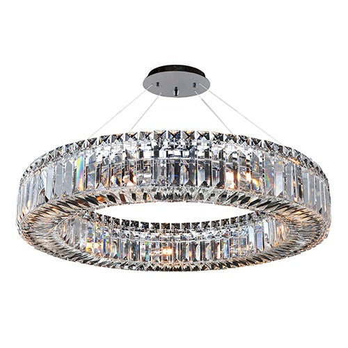 Chrome Nine-Light Round Pendant with Firenze Clear Crystal