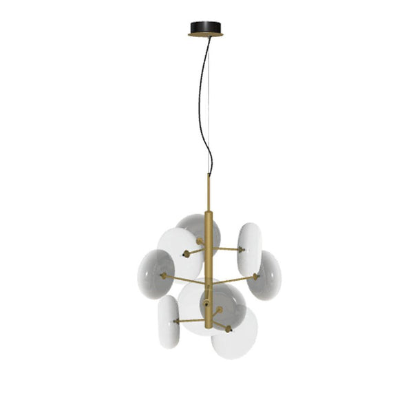 Pendant, 9-Light, Natural Brass, Shaded Smoke Gray Glass, 26.38"W (56.32 M352 V009 8021V9U)