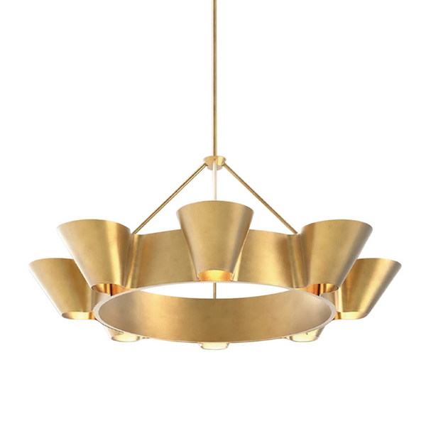 Chandelier, 8-Light, Vintage Gold Leaf, 37.5"W (5638-VGL A8G8A)