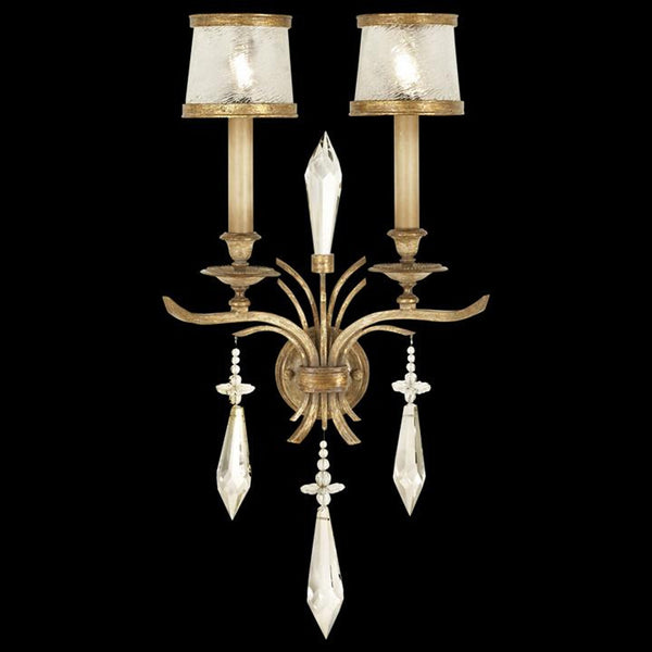 Wall Sconce, 2-Light, Gold Leaf, Hand-Blown Swirled Crystal Shades, 31"H (567950ST 6CPC)