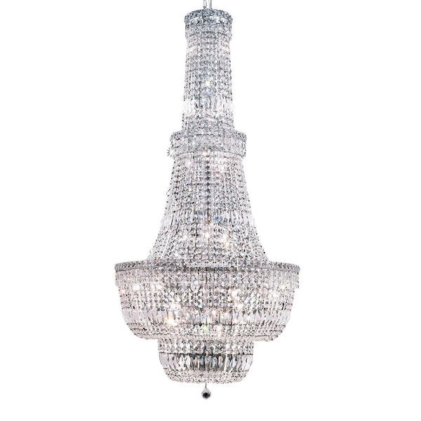 Chrome Thirty-Four Light 28-Inch Chandelier with Royal Cut Clear Crystal