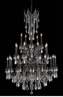 Bronze Twenty-Five Light Chandelier with Clear Royal Cut Crystals