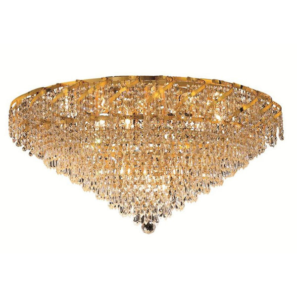 Belenus Gold Twenty-One Light 30-Inch Flush Mount with Royal Cut Clear Crystal