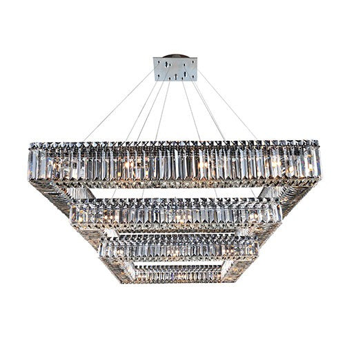 Chrome 36-Light Square Three Tier Drum Pendant