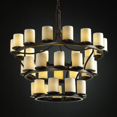 Dark Bronze Inverted Three-Tier Ring Chandelier