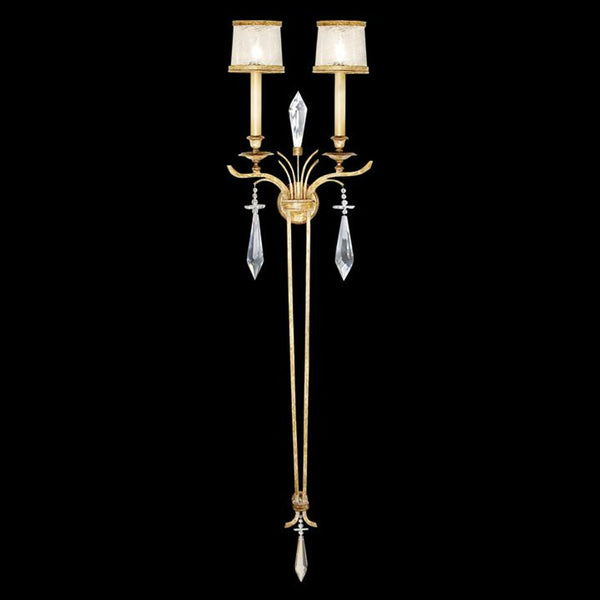 Wall Sconce, 2-Light, Gold Leaf, Hand-Blown Swirled Crystal Shades, 65"H (570450ST 6CPP)