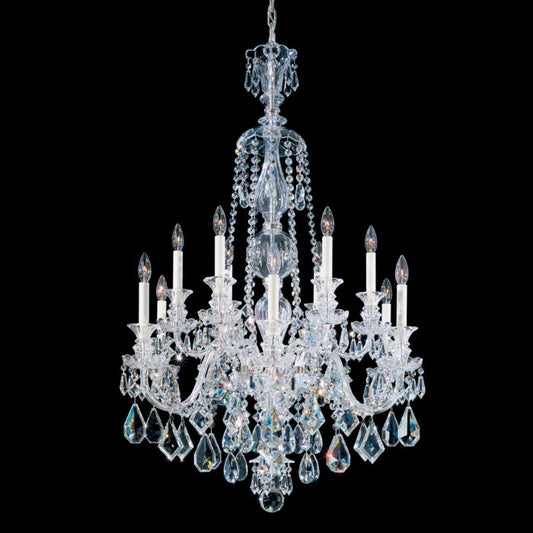 Hamilton 12-Light Chandelier in Silver with Clear Heritage Crystals