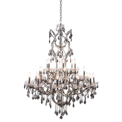 Nickel 25-Light Chandelier with Silver Crystals