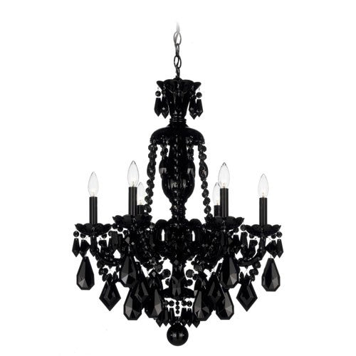 Hamilton Jet Black Six-Light Jet Black Heritage Handcut Crystal Chandelier, 22W x 29.5H x 22D