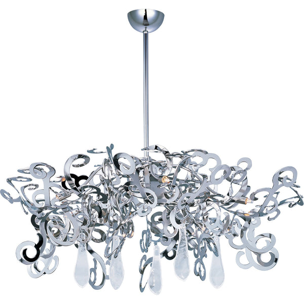 Tempest Polished Nickel 40-Inch Wide Nine-Light Single-Tier Chandelier