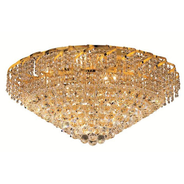 Belenus Gold Twenty-One Light 30-Inch Flush Mount with Royal Cut Clear Crystal