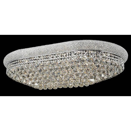 Primo Chrome Twenty-Four Light Oblong Flush Mount with Royal Cut Clear Crystal