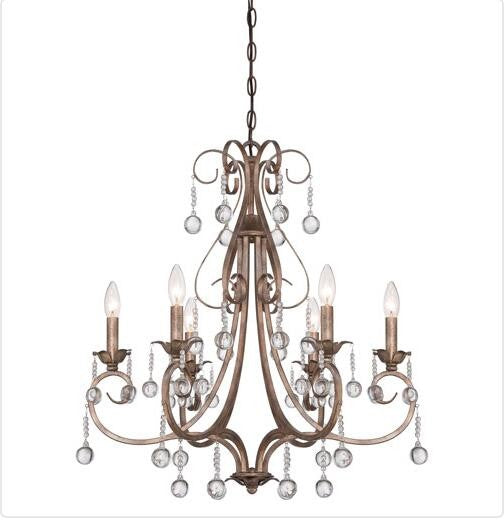 Gold Six Light Chandelier