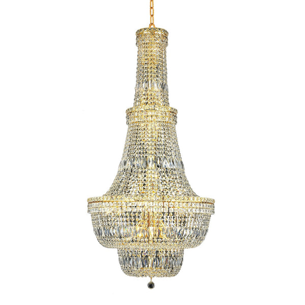 Gold Thirty-Four Light 28-Inch Chandelier with Royal Cut Clear Crystal