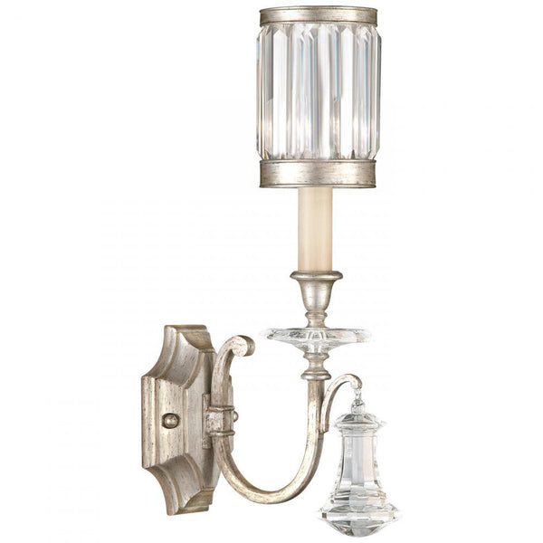 Place Wall Sconce, 1-Light, Silver Leaf, Faceted Channel-Set Crystal Shades, 19"H (582850-2ST D84C)