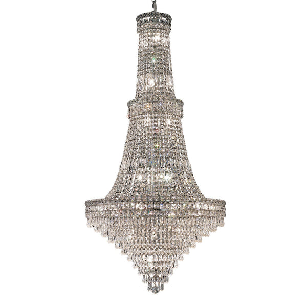 Chrome Thirty-Four Light 28-Inch Chandelier with Royal Cut Clear Crystal