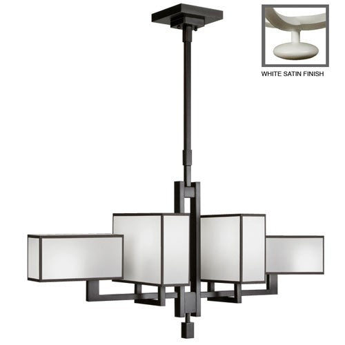 Black and White Story Six-Light Chandelier in Studio White Satin Lacquer Finish