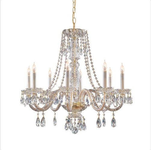 Polished Brass Eight-Light Chandelier