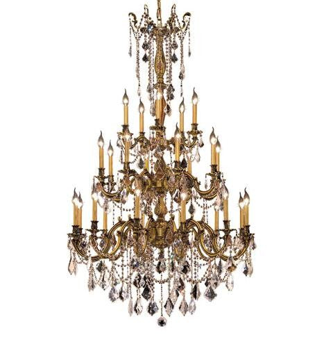 Gold Twenty-Five Light 38-Inch Chandelier with Royal Cut Clear Crystal