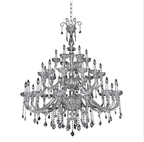 Chrome 34-Light 53-Inch Wide Chandelier with Firenze Clear Crystal