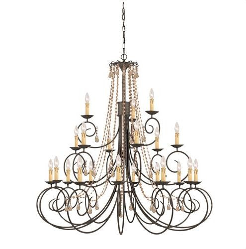 Twelve-Light Chandelier with Golden Teak Swarovski Strass Crystal