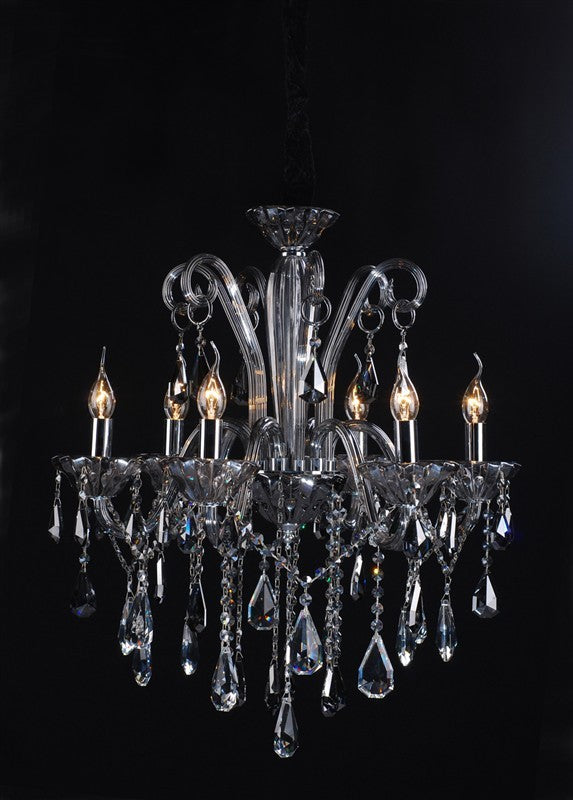 Polished chrome 6 light traditional crystal chandelier